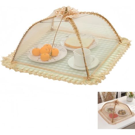 Couleur café, 1 pièce filet de protection alimentaire pliable en maille pour cuisine extérieure, jardin, fête, barbecue pour éviter les mouches et les insectes (1/5)