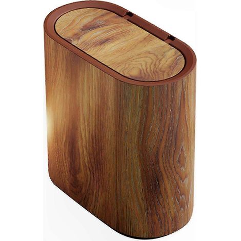 Poubelle compacte avec couvercle, design élégant en marbre et bois pour les petits espaces, à la maison comme à l'hôtel (1/5)