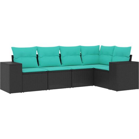 Maison Exclusive - 5-teiliges Gartensofa-Set mit Kissen, schwarze (1/5)