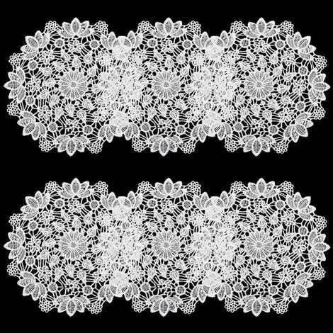 6 napperon Dentelle au Crochet Dessous Verre Dentelle Fait Main Rond Blanc Broderie Fleur Lotus Tapis Tasse Napperon Polyester Décoration pour Table Manger Commode Mariage 16x16cm (1/5)