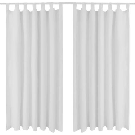 Vorhänge Gardinen aus Satin 2-teilig 140 x 175 cm Weiß vidaXL