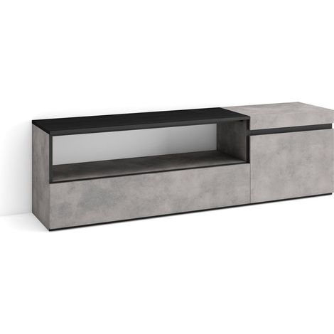 Skraut Home - Mobile TV Soggiorno, Ampio spazio a disposizione, 150x45x35cm, Per TV fino a 65", Mobile Soggiorno, Stile moderno, Grigio Cemento (1/5)
