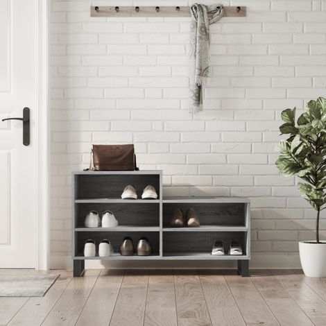 Mueble zapatero madera contrachapada gris Sonoma 102x36x60 cm vidaXL (1/5)