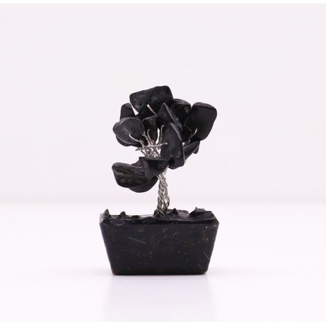 Mini arbres de pierres précieuses sur base d'orgonite - Agate noire (15 pierres)- Vendu par 1 (1/4)