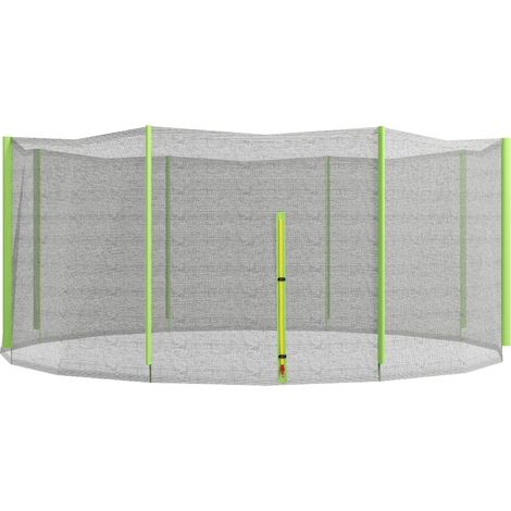 Filet de protection trampoline 8 poteaux entrée à fermeture éclair PE Ø366x180 cm noir vert
