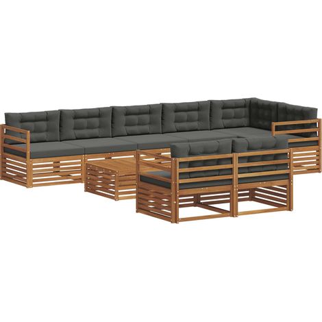 Conjunto de sofás de exterior 9 uds. Natural y Antracita vidaXL (1/5)