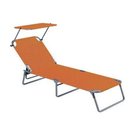 Lettino sand con parasole domus acciaio/poly arancio cm 58x190 hCm 27