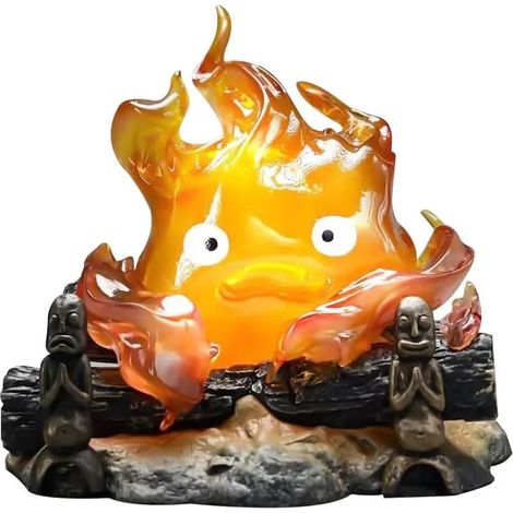 Figurine Calcifer « Livraison » — Objet de décoration de bureau — Effet de flamme d'ambiance — Idéal pour Halloween