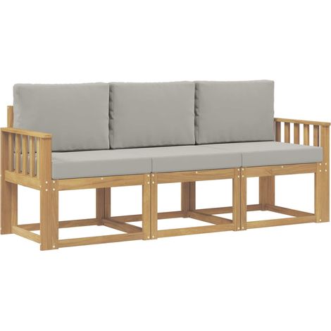 Outdoor Sofa Set 3 pcs White and Light Grey Polyester vidaXL (1/5)