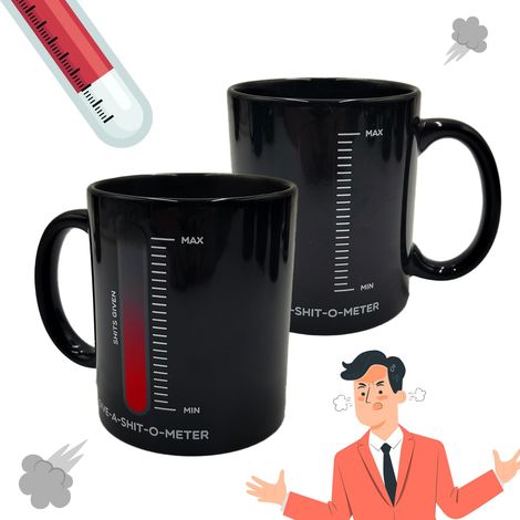 Tasse amusante avec inscription « I Give a Shit » avec baromètre d'ambiance à changement de couleur, 330 ml, tasse de bureau pour collègues humoristiques, articles de bureau amusants (1/5)