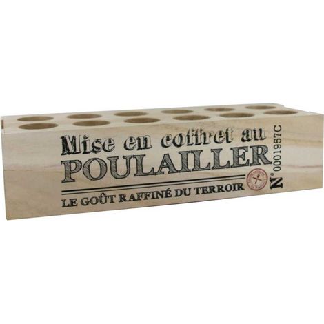 Boîte à œufs en bois avec 12 emplacements et message décoratif