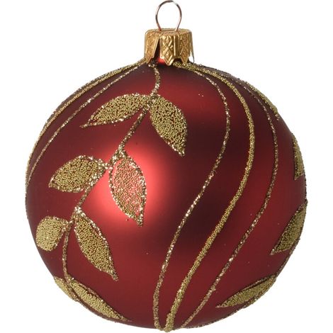 Palline per albero di Natale in vetro decorate da Ø10 cm color Rosso e Verde (1/3)