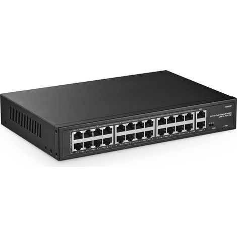 24 Port PoE Switch, 10/100Mbps PoE+ Ports, 2 Gigabit Ethernet Uplink, IEEE802.3af/at, Max 300W, VLAN (1/5)