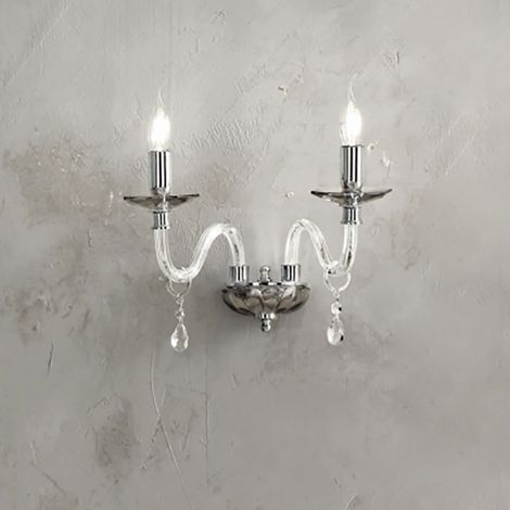 Lampada applique in cristallo 35 cm LIVIA Fume' a 2 luci (1/2)