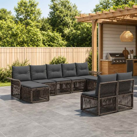 Set Divano da Giardino 9 pcs Grigio polyrattan vidaXL (1/5)