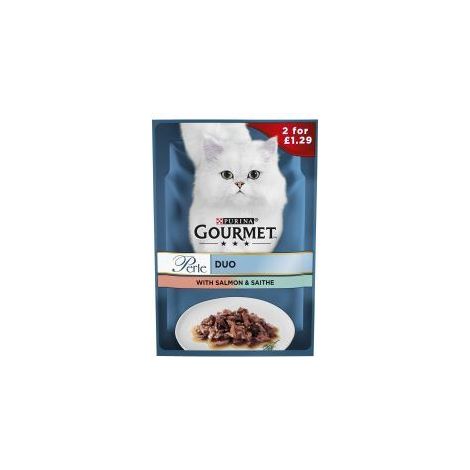 Gourmet Perle Salmon and Saithe Mini Fillets In Gravy Wet Ca - 85g - 813574