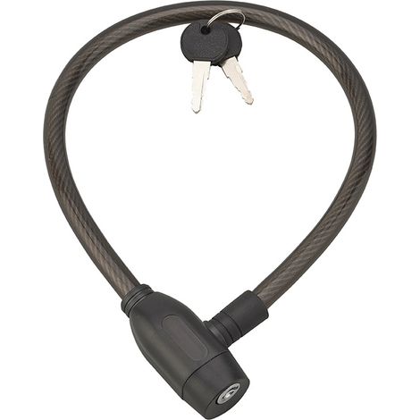 Cavo antifurto a chiave Twisty, cavo d'acciaio, bicicletta, 12mmx0.6m, 2 chiavi, nero - THIRARD