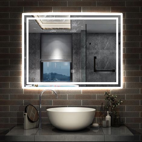 Bathroom Mirror with Lights Anti Fog Touch Sensor Wall Mounted LED Bathroom Mirrors - 500x700mm White Light