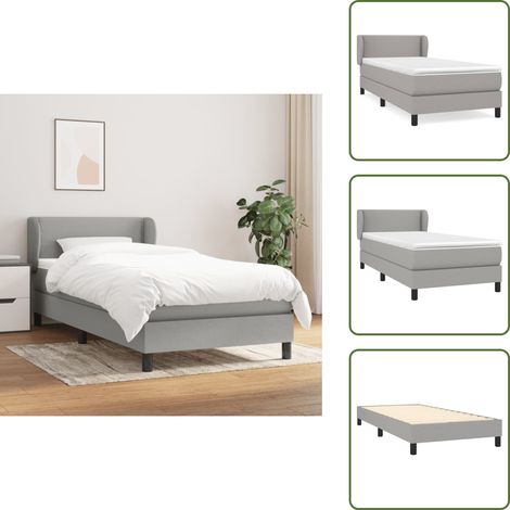 Sommier à lattes de lit avec matelas Gris clair 100x200cm Tissu - Lit Plateforme - Lit Tapissier - Literie - Matelas Ressorts Ensachés - Tête De Lit Ajustable (1/5)