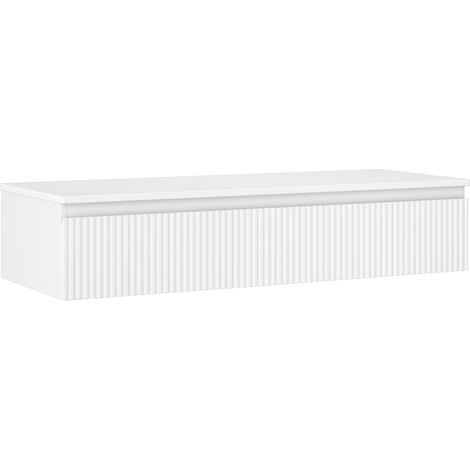Mexen Rivel Badezimmerschrank für Waschbecken 120 cm mit Arbeitsplatte, 1 Schublade, geriffelt, Weiß Matt - 91A20-12023-1-BFC01