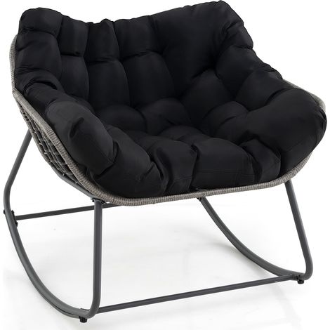 CASART Outdoor Rocking Chair Oversized Patio PE Wicker Garden Egg Chair (1/5)