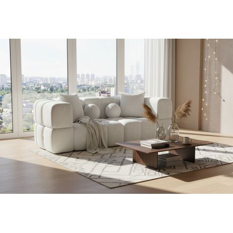 Sofa Designersofa VEGA 2-Sitzer in Stoff Egon Weiß