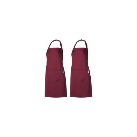 Tablier Cuisine - 2 pièces + 2 Poches - Bavette Ajustable Unisexe Chef (1/4)