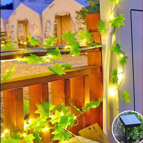 Guirlande Solaire D'extérieur, 10m 100led Feuille D'érable Guirlande Solaire 8 Modes Intérieur/Extérieur,Guirlande De Lierre Étanche Avec Guirlande Lumineuse Pour Noël, Mariages Décoration [Classe Éne (1/5)