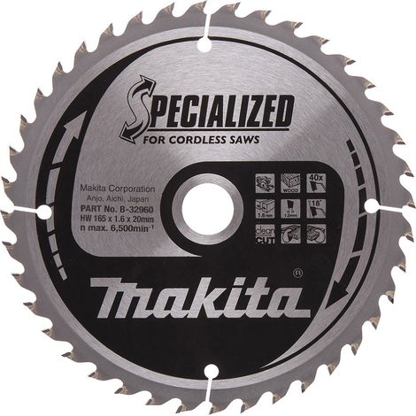 B-32960 Disco sierra circular , Specialized T.C.T, 165 x 20 mm, 40 D