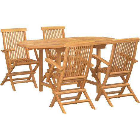 Garten Essgruppe 5 pcs Braun Massivholz Teak