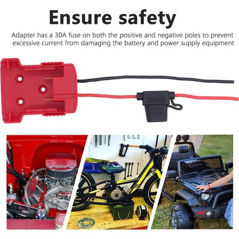 Adaptateur Roue de Puissance 2 Pièces pour Connecteur Base Milwaukee M18 18V, Bloc Bornes avec Interrupteur Fusible (1/5)