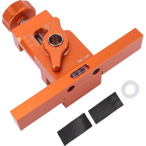 Équerre de pose pour porte de meuble avec base d'appui niveau à bulle outil de calage en alliage d'aluminium réglable en longueur orange (1/5)