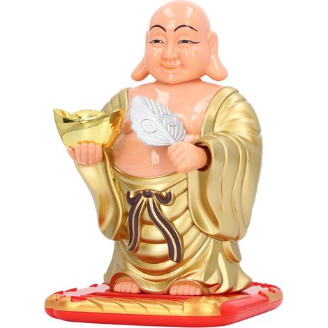 Grande statuette de Bouddha Maitreya riant, figurine à tête solaire vibrante, ornement bouddhiste amusant pour tableau de bord de voiture (1/5)