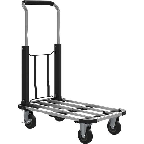 Diable pliable, capacité de charge 150 kg, plateau extensible, poignée réglable en hauteur, pour cartons, métal, noir