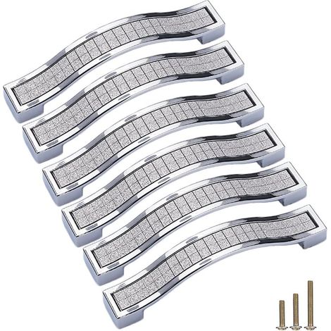 Poignées de porte et de tiroir en cristal étincelant — Lot de 6  Poignées carrées modernes de style européen avec strass givrés  Conviennent aux commodes, armoires et placards (Entraxe : 3,8 cm, argen (1/5)