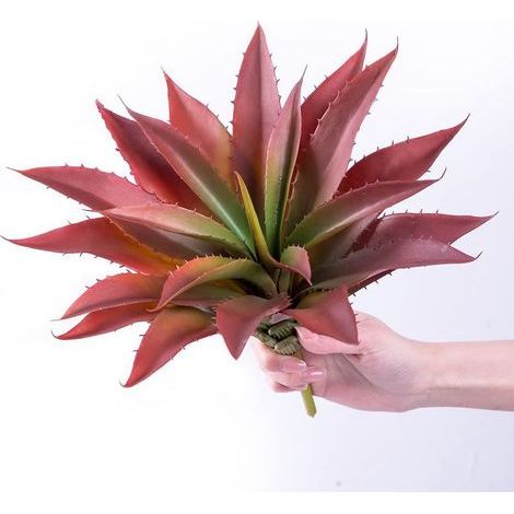 Plante grasse artificielle décorative en pot, aloe factice rouge pour décoration intérieure (1/5)