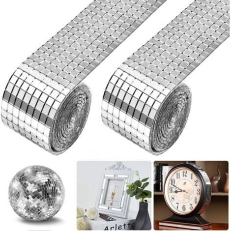 Lot de 3 carreaux de mosaïque miroir autocollants 5 x 5 mm –Acrylique argent –Faciles à appliquer pour décoration intérieure (1/5)