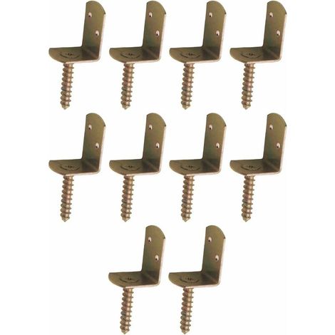 – Lot de 10 équerres de fixation en L acier zingué – Vis M8 x 40mm – Pour assemblage panneaux clôture et enclos – Support bois durable