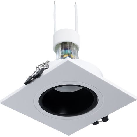 Lotto Anello downlight quadrato 93x93mm (nero/bianco) + lampadina - Bianco Caldo (1/5)