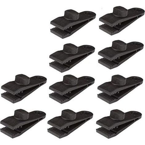Clips pour bâches - - Lot de 10 - Noir - Pinces crocodiles - Robustes - Légères - Faciles à utiliser - Camping (1/2)