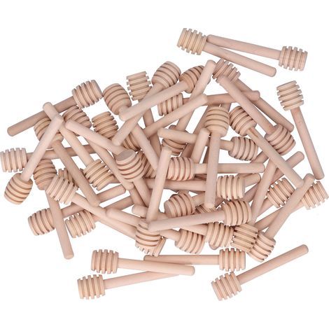 Lot de 50 bâtonnets en bois de 8 cm pour déguster le miel, baguette de distribution pour miel, cadeaux de fête de mariage (1/5)