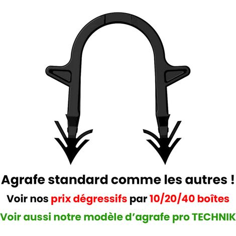 5 boîtes de 300 agrafes standard black - Hauteur 40 mm - Fixation Tube Ø 16 / 20 mm - Arcanaute (1/5)