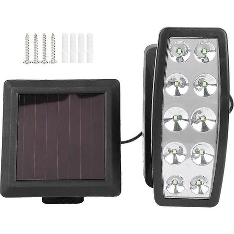 Verstellbare Solar-Stehleuchte mit 10 LEDs, wasserdichter Wandstrahler für Garten und Außenflur, energieeffiziente automatische Beleuchtung (1/5)