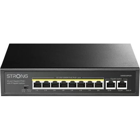 Strong SW8010POE+ switch PoE de red con 8 puertos Gigabit y 2 uplinks Gigabit (1/3)