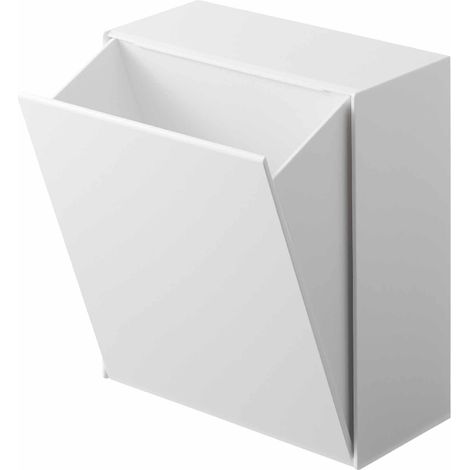 Boîte de rangement à crochet adhésif, 2 L, en ABS - petite poubelle pour salle de bain, cuisine ou toilettes, WC - 8.7-16 x 17 x 20 cm, design japonais, blanc (1/5)