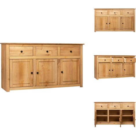 Sideboard 135 x 40 x 80 cm Massivholz Panama-Kiefer - Holz Sideboard - Massiver Holzmöbel - Wohnzimmermöbel - Schreibtisch - Regal (1/5)
