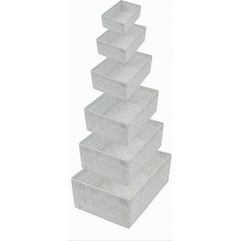 TRADE SHOP - Set 6 Pz Scatola In Tessuto Organizer Scaffali Porta Oggetti Grigio Chiaro 79066 -