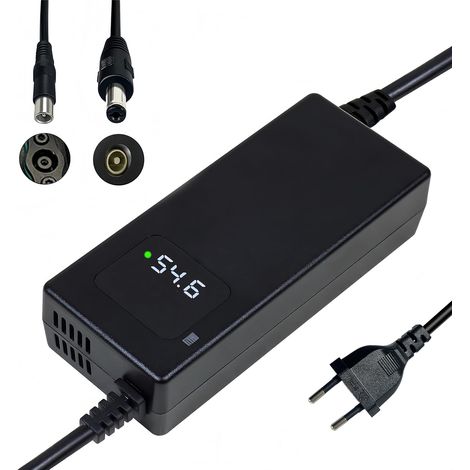 Chargeur Batterie 54.6V 2A, pour Batterie Lithium 48V, avec Affichage LED et Multiples Fonctions de Protection et de réparation, équipé de connecteurs RCA 8mm, DC 5.5 2.1mm (1/5)