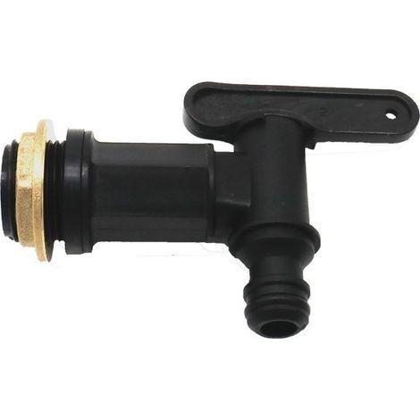 Robinets pour citerne d'eau de pluie - Filetage 3/4' IBC - Adaptateur de valve en argile - Accessoire pour raccordement d'eau de jardin (bouton en fil de laiton) (1/4)