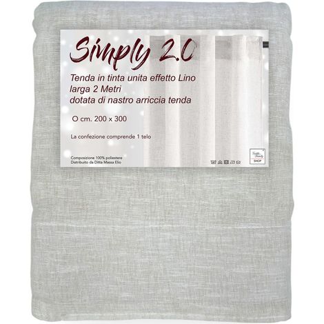 Tenda Simply 2.0 Beige Effetto Lino - 200x300 cm - con Fettuccia per Bastone o Binario - Tinta Unita Naturale (1/5)